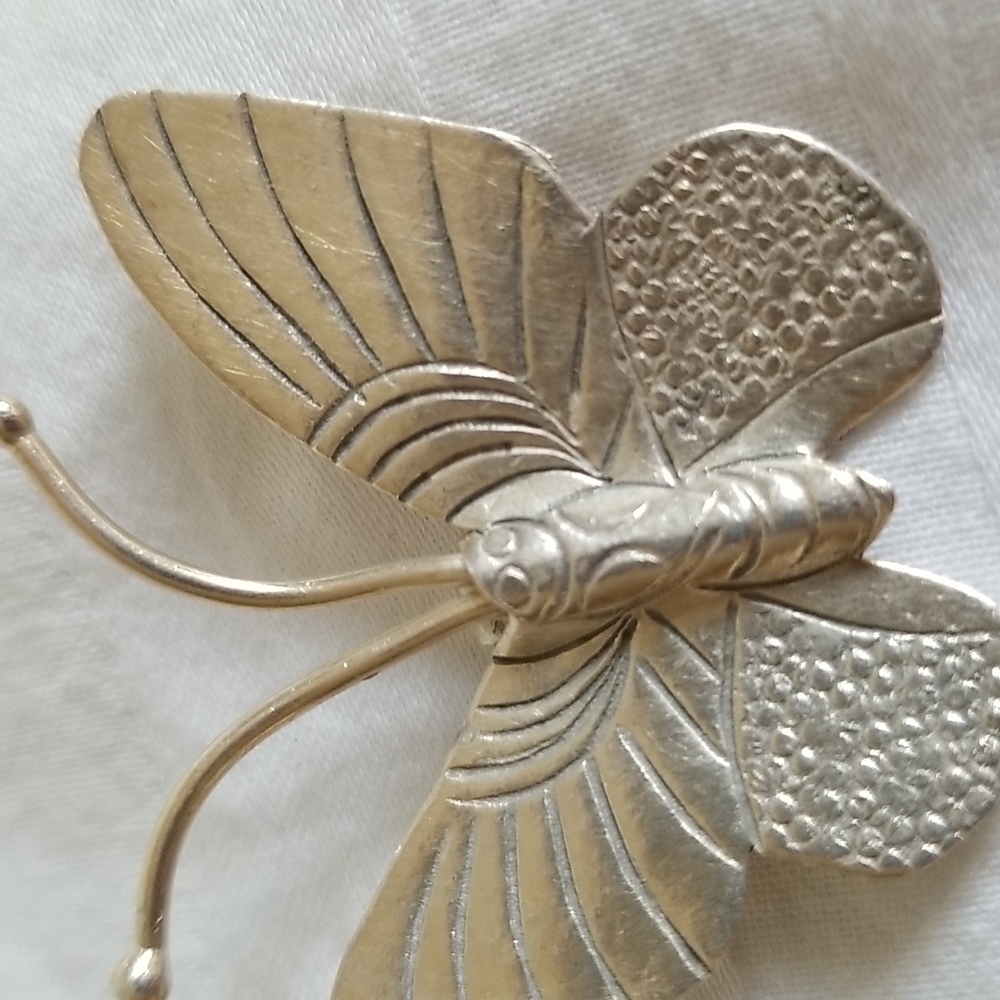Vintage Sterling Silver Butterfly Pendant Large - Picture 5 of 5